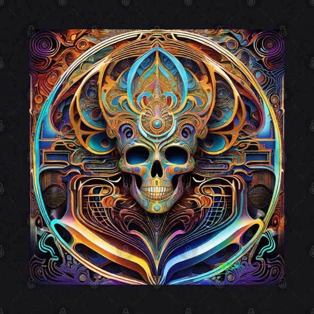 Cosmic Psychedelic Skull - Trippy Patterns 157 by Benito Del Ray